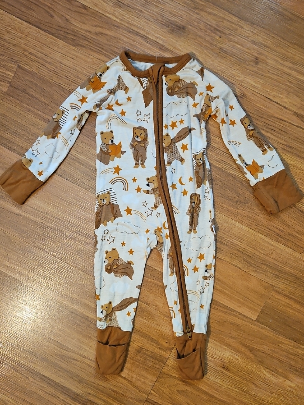 Little Sleepies Beary Sleepy Zip Up Pajamas Size 0-3mth